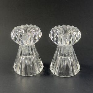 Mikasa Diamond Fire Crystal Taper Candle Holders Set of 2 Elegant Votive Pair